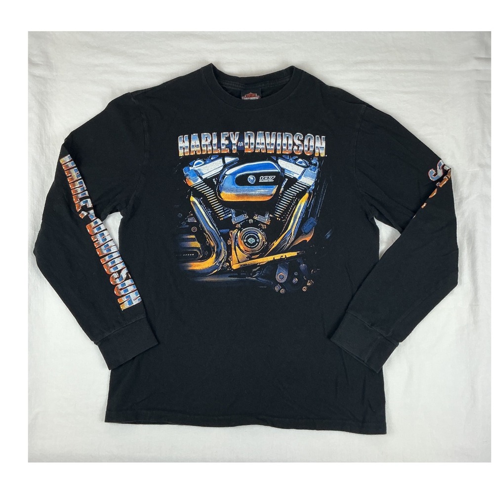 Harley Davidson Dubai Long Sleeve Shirt Men's M Black UAE Motorcycle Graphic